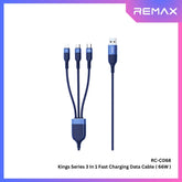 REMAX - RC-C068 Kings Series 3 In 1 Fast Charging Data Cable ( 66W ) - Blue